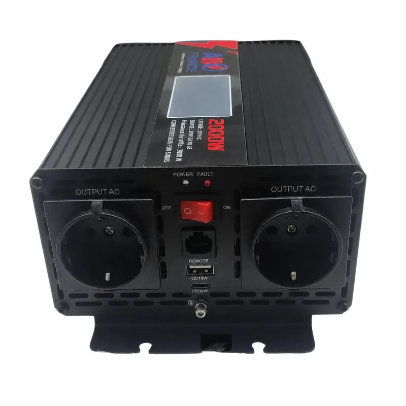 Convertisseur pur sinus 2000W 24V vers 230V ABE France avec écran LCD et télécommande