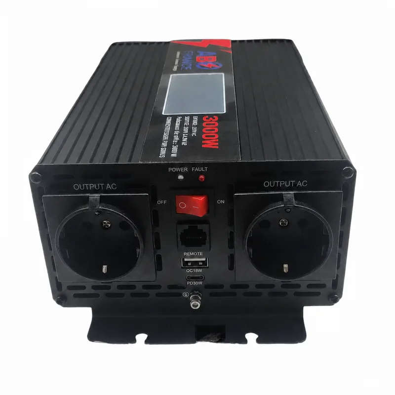 Convertisseur pur sinus 3000W 24V vers 230V ABE France avec écran LCD et télécommande